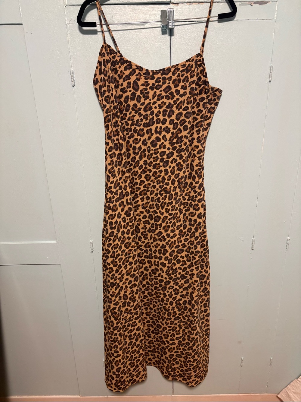 Abercrombie & Fitch Leopard Cheetah Print Midi Slip Dress - Tan & Black